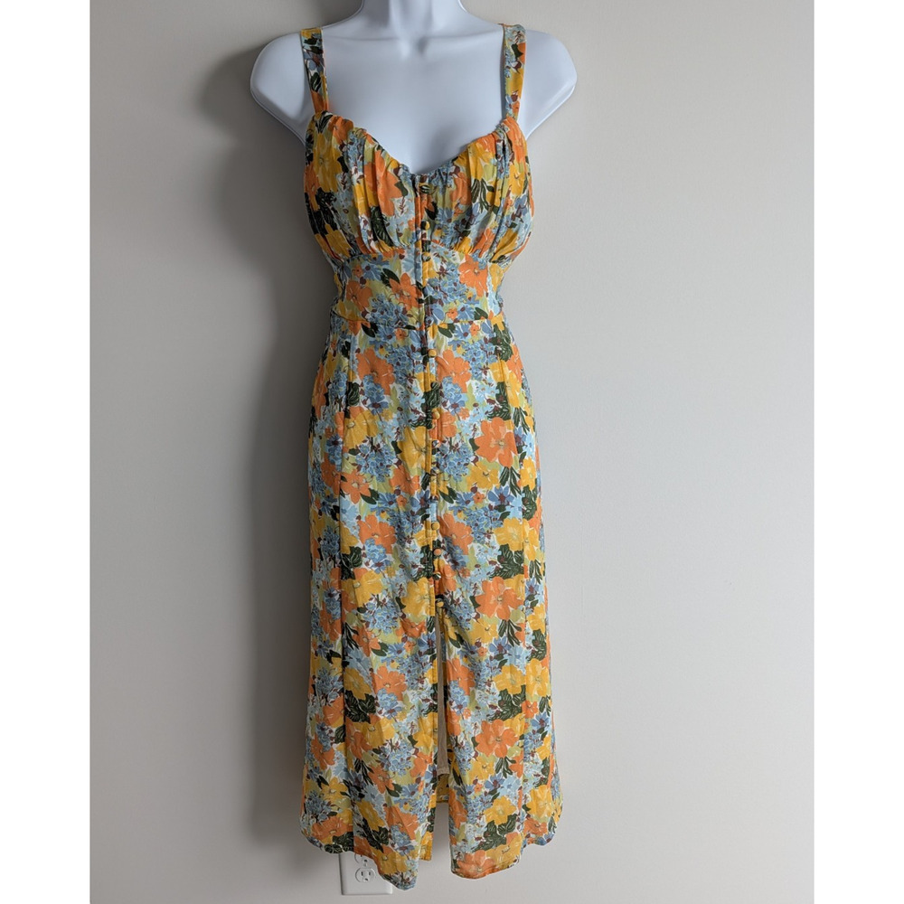 Abercrombie & Fitch Midi Dress Womens Small Floral Milkmaid Cottage Feminine
